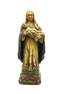 Spanischer Kolonial Alabaster polychrom vergoldet Jungfrau Maria & Jesuskind, 1700 - Bild 1 von 6