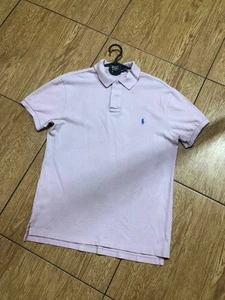 POLO RALPH LAUREN Mens Slim Fit Polo Shirt M Cotton Distressed Y2K 90s SunFaded - Picture 1 of 23