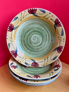 VTG Pier 1 Elizabeth Pattern 11.5" Ceramic Hand Painted Dinner Plates Set of 4 - Picture 1 of 8