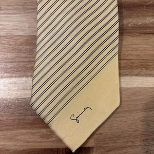 Givenchy Silk Men's Tie Yellow With Blue Stripes Made in Italy 56" Short - Picture 1 of 8