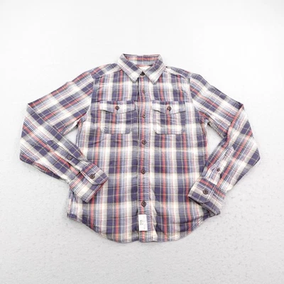 Camisa Ruehl Nº 925 Para Hombre Pequeña Azul Rojo Gris Franela a Cuadros Abotonada Exterior Foto 1 de 4