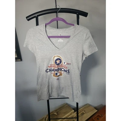 Camiseta de los Astros de Houston para mujer gris medio de la Serie Mundial 2017 camiseta de campeones Foto 1 de 3