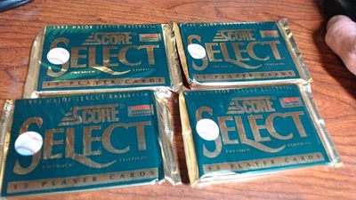 4 JUMBO PACKS 1993 SCORE SELECT MLB 15 CARDS PER PACK,  ACES INSERT? JETER RC? - Image 1 of 3