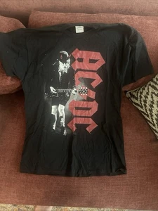 AC/DC T-Shirt Angus Young Devil Horns Guitar Black Rock Band Tee Size M - Picture 1 of 4
