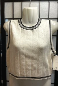Neu mit Etikett Willow & Wind ärmelloser Cropped-Pullover weiß schwarz L - Bild 1 von 4