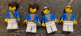 LEGO Pirate Minifigure Blue Jacket Gray Legs Brown Hat 6273 6234 6268 Lot of 4