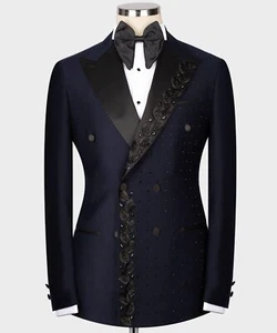 Elegante Adorno Metálico Esmoquin Hombres Trajes Prendas de vestir Set Boda Fiesta Banquete - Imagen 1 de 15