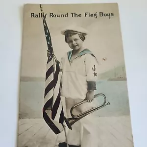 c. 1917 US Flagge Young Patriot Flag Boy Postkarte Foto Orig.Photo USA - Bild 1 von 4