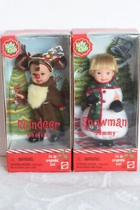 2001 Vtg REINDEER CHELSIE & SNOWMAN TOMMY Kelly Club Dolls Christmas Ornament - Picture 1 of 4