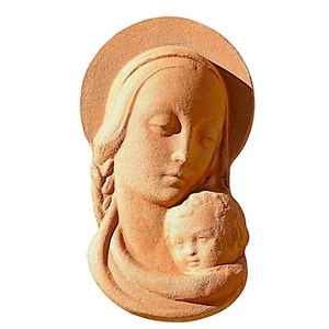 Madonna con Bambino Decorazione da Parete in Terracotta Italiana Decor 14x24cm - Imagen 1 de 2