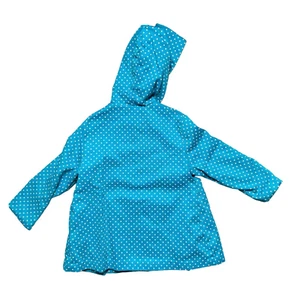 Vintage Weather Tamer Toddler Girls Rain Coat Blue Polka Dot Hooded Lined USA - Picture 1 of 5