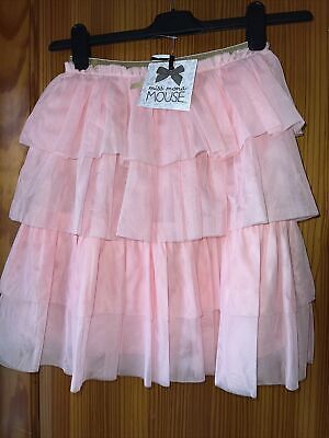 Girls Miss Mona Mouse Skirt Pink Layered Tutu Organza Skirt Age 6-7 Years • 18.28€