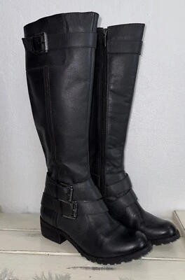 Botas impermeables ecuestres altas hasta la rodilla de cuero ANDRE ASSOUS para mujer talla 7 negras Foto 1 de 4