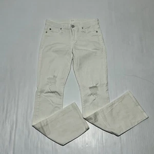 Hudson Elle Baby Bootcut Jeans Women's 26 White Denim Cotton Mid Rise Distressed - Picture 1 of 11