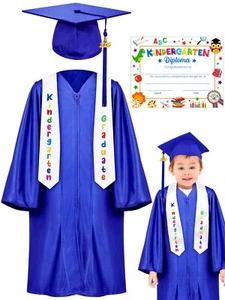 Kids Graduation Cap and Gown Set 2025 with Tassel and Certificate - Picture 1 of 7