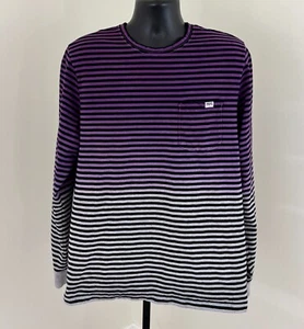 PRPS Mens XL Gray Heather Purple Black Striped Cotton Long Sleeve Shirt EXC - Picture 1 of 6