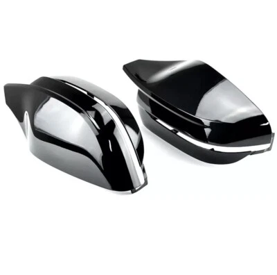 M STYLE BLACK SIDE WING MIRROR COVER CAPS BMW 3 4 5 7 SERIES G15 G20 G22 G30 - Image 1 of 4