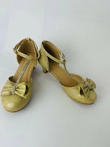 Utopia Sandals for Kids Girl with Heels Shiny Gold Size:3 New With Box - Picture 1 of 9