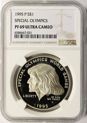 1995-P Special Olympics Silver Dollar $1 NGC PF69 Ultra Cameo - Image 1 of 2