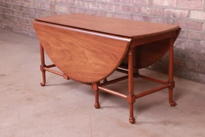 Baker Furniture Queen Anne Walnut Drop Leaf Coffee Table, Newly Refinished - Image 1 of 4