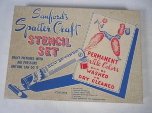 Juego de plantillas artesanales para salpicaduras Sanford's, pistola para salpicaduras y 8 botellas de tinta en excelente caja - Imagen 1 de 11