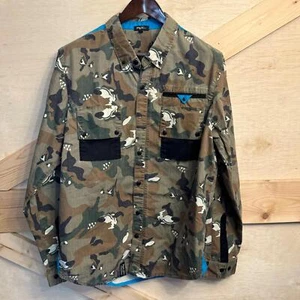 LRG Lifted Research Group Wolfland Camo Shirt Mens Large Long Sleeve Button Up - Picture 1 of 13