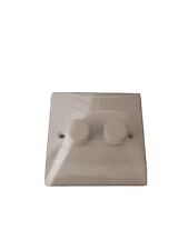 Light Dimmer Switch Push On Off 400W  2 Gang 2 Way White Plastic