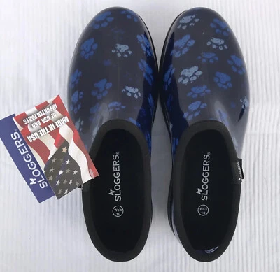 NWT Sloggers Blue Paw Print Rain Garden Shoe Womens 10 Slip On Lug Sole Pet Lovr - Image 1 of 4