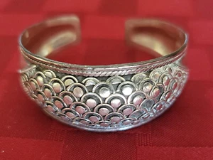 Vintage Silber Metall Armreif Art Deco Stil Armband - Bild 1 von 6
