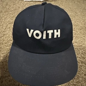 Vintage Voith Snapback Trucker Hat Navy Blue Adjustable Company Logo Cap - Picture 1 of 5