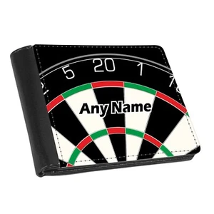 Personalised Men's Gents Dart Board Style Wallet, Faux Leather NO COIN SECTION - Picture 1 of 4