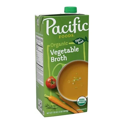 Pacific Foods Organic Vegetable Broth, Plant Based, 32 oz Carton - Imagem 1 de 4
