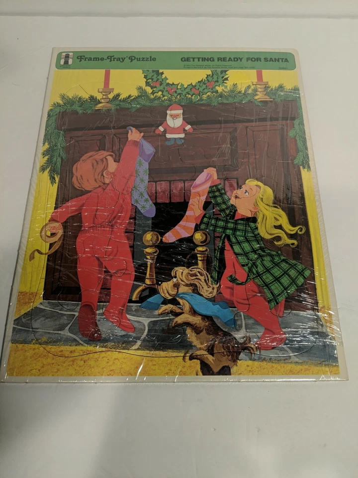 Vintage Frame Puzzle 1973 Getting Ready For Santa - Image 1 of 4