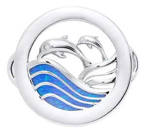 925 Sterling Silver Dolphins Opal Turtle Clasp for Lestage Convertible Bracelet - Picture 1 of 3
