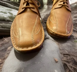 ALFANI GENUINE SUPPLE LEATHER COMFORTABLE DRESS/CASUAL NEPTUNE SHOE TAN MENS 12 - Picture 1 of 8