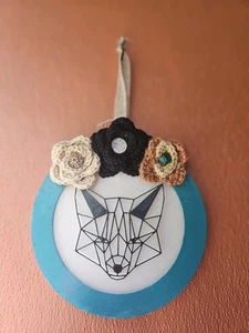 Fox 3D Printed And Crochet Sign Door Hanger - Bild 1 von 2