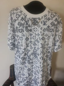LOUIS VUITTON White & Gray Collar Chain Logo Shirt w/Inside Out Label Mens XL - Picture 1 of 9