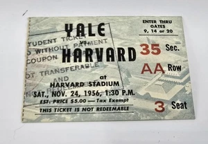 Yale vs Harvard University-November 24,  1956-Ticket Stub - Picture 1 of 2