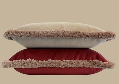 Luxury Velvet Cushion Cover With Brush Fringe Pillowcase Made in the Uk. - Image 1 of 4