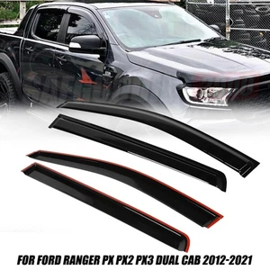 Black Weathershields Window Visors For Ford Ranger 2012-2022 Dual Cab PX PX2 PX3 - Picture 1 of 12
