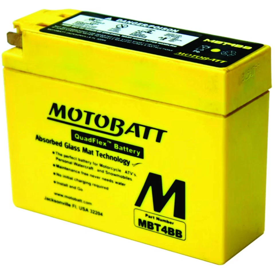Motobatt Battery For Yamaha SR400 (FI) 400cc 10-13 YT4B-BS MBT4BB Foto 1 de 3