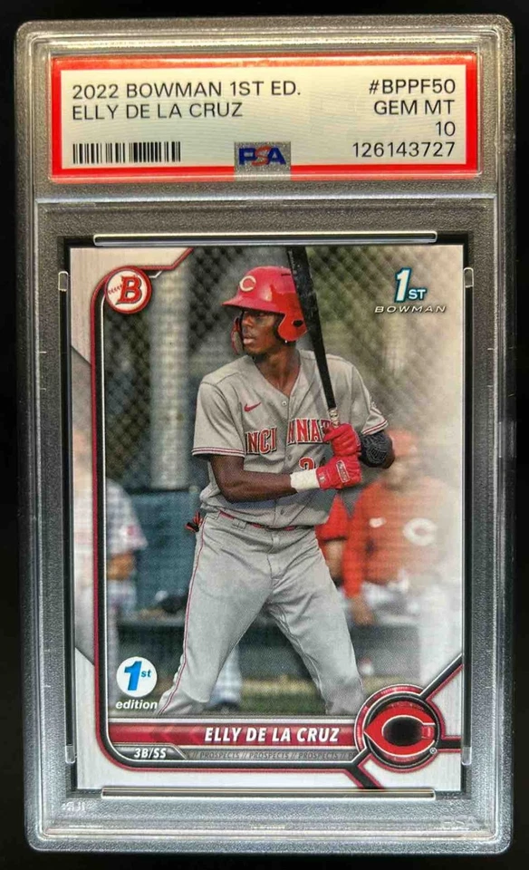 2022 Bowman 1st Edition Elly De La Cruz #BPPF-50 Reds PSA 10 - Image 1 of 2
