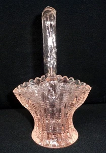 Pink Cut Glass Decorative 6" Handled Basket - Picture 1 of 4