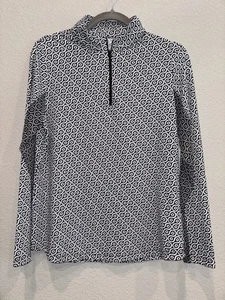 IBKUL ICIKULS Golf Abbigliamento Sportivo Nero Bianco Pannello Rete Manica Lunga Top Donna M - Foto 1 di 3