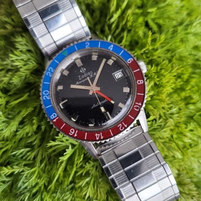 Zodiac Aerospace GMT Pepsi Automatic Watch 752 934 Style 1780B Serviced Warranty - Image 1 of 4