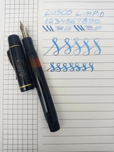 LUSCO LIMPID Hard Rubber Piston Fountain Pen SS Flex Nib Vintage Very RARE 1940s - Picture 1 of 10