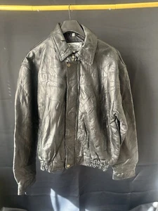 Cellini Men's Leather Jacket Stitch Mosaic Patchwork Sz L - Picture 1 of 11