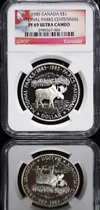 1985 Canadian $1 Silver Proof Dollar National Park Centennial NGC PF69 Ultra Cam - Picture 1 of 4