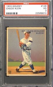 1933 Goudey Chuck Klein #128 PSA 3 “VG” Philadelphia Phillies HOF BEAUTY