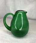 Pilgrim  Pitcher Vase Emerald Green Crackle  Glass Miniature  3” Tall.